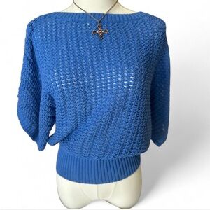 Women’s Blue Knit Boatneck Sweater